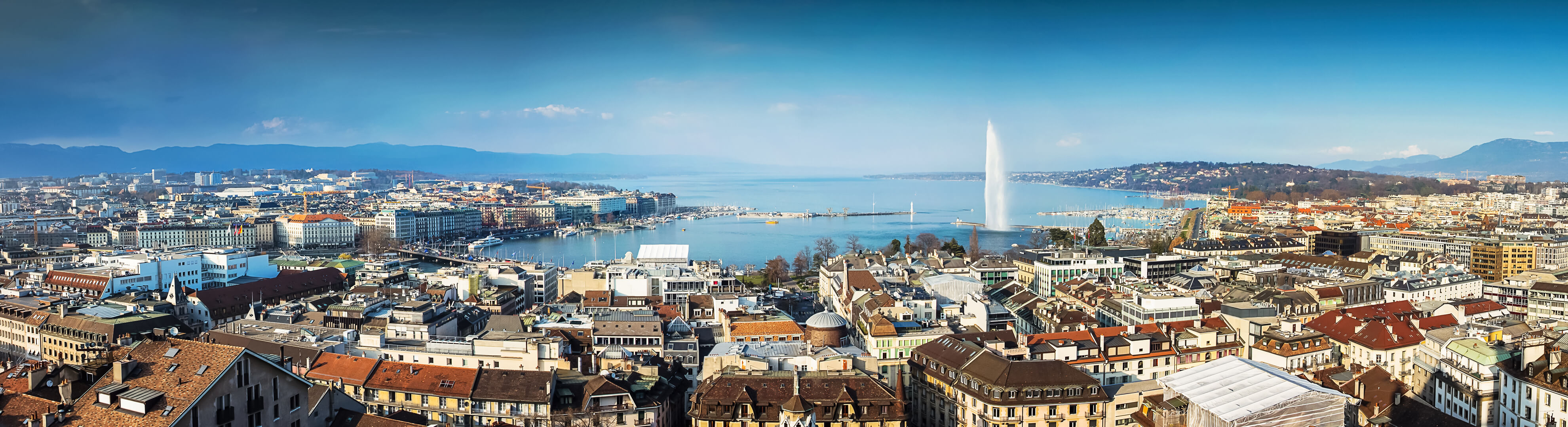 Geneva City and Lake Leman in A Panoramic View